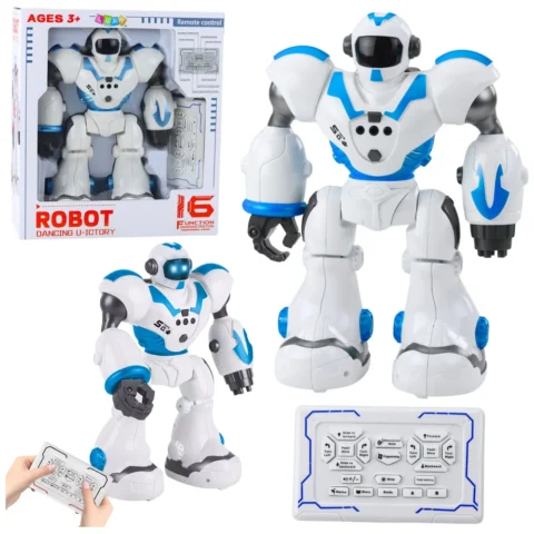 Robot Interaktywny Zdalnie Sterowany RC 16 Funkcji Światła Dźwięki Niebieski
