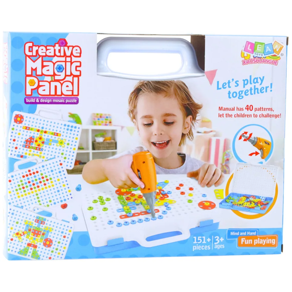 Zestaw Puzzle Klocki Edukacyjne z Wkrętarką Dla Dzieci Walizka 151 el. - obrazek 4