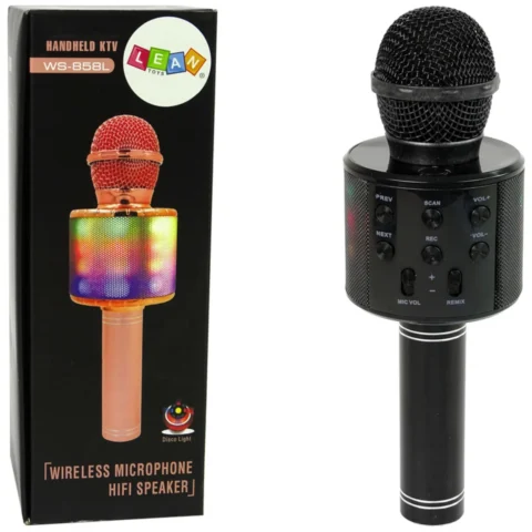 Mikrofon Bezprzewodowy USB Głośnik Nagrywanie Karaoke Model WS-858 Czarny