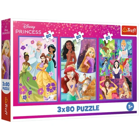 Puzzle - 3x80 - Księżniczki przyjaciółki - Disney Princess - Trefl 34884