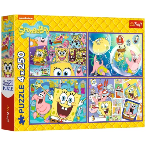 Puzzle - 4x250 - Szalony świat Sponge Boba - Trefl 13342