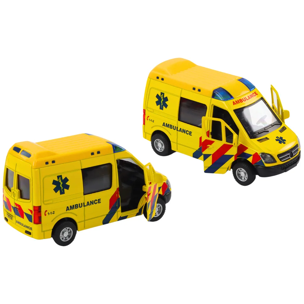 Ambulans Karetka 1:32 Otwierane Drzwi Światła Dźwięki Napęd Żółt - obrazek 2