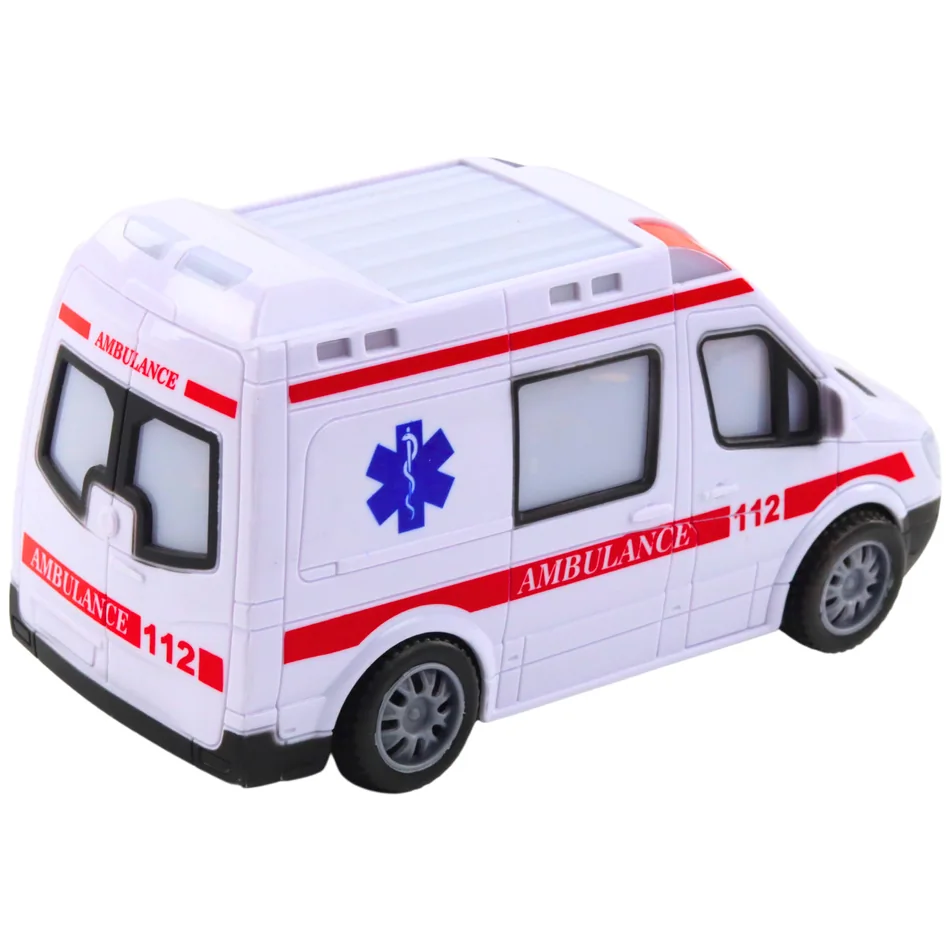 Karetka Ambulans Na Baterie Światła Dźwięki Biały - obrazek 3