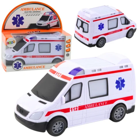 Karetka Ambulans Na Baterie Światła Dźwięki Biały