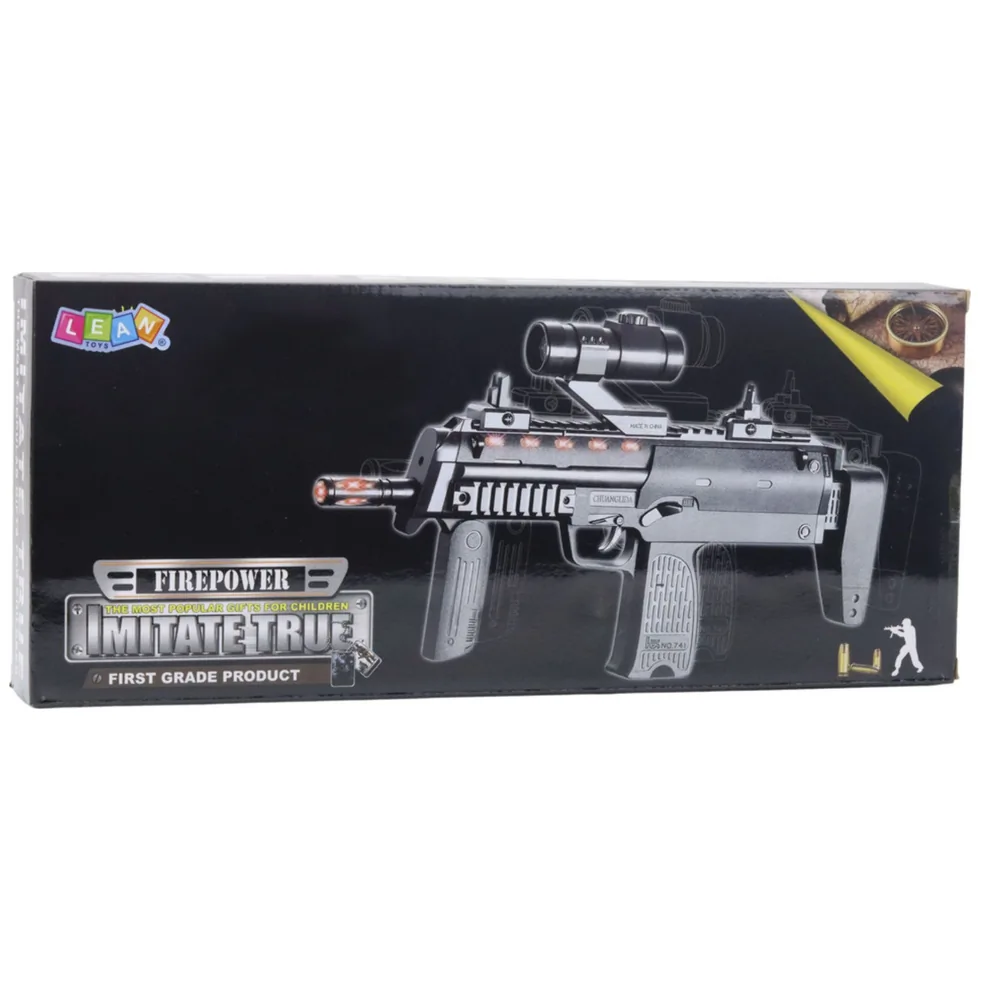 Karabin Zabawkowy Broń Światła Dźwięki Celownik Czarny 41cm - obrazek 3