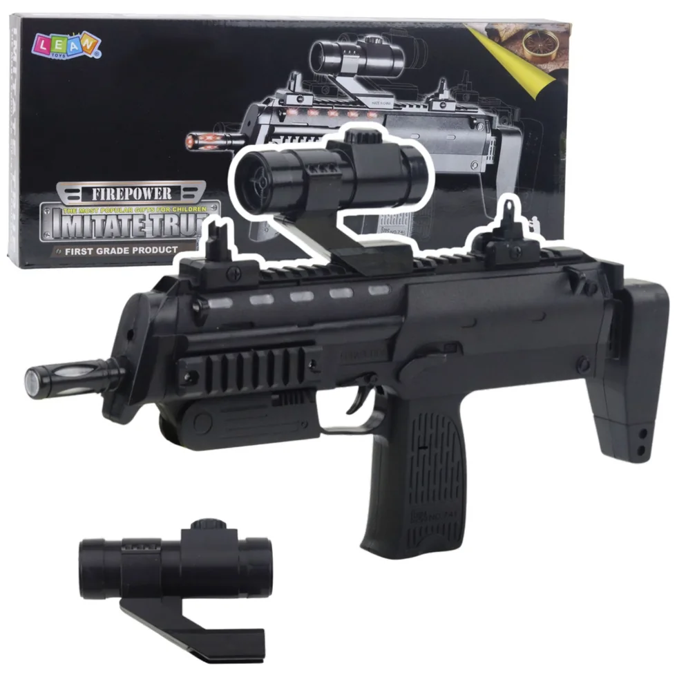 Karabin Zabawkowy Broń Światła Dźwięki Celownik Czarny 41cm