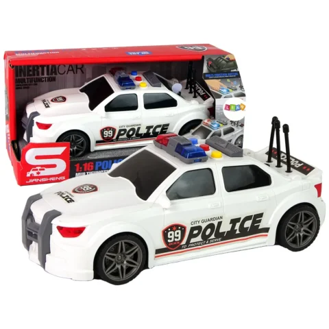 Auto Sportowe Otwierany Bagażnik Policja Światła Dźwięki Biały 1:16