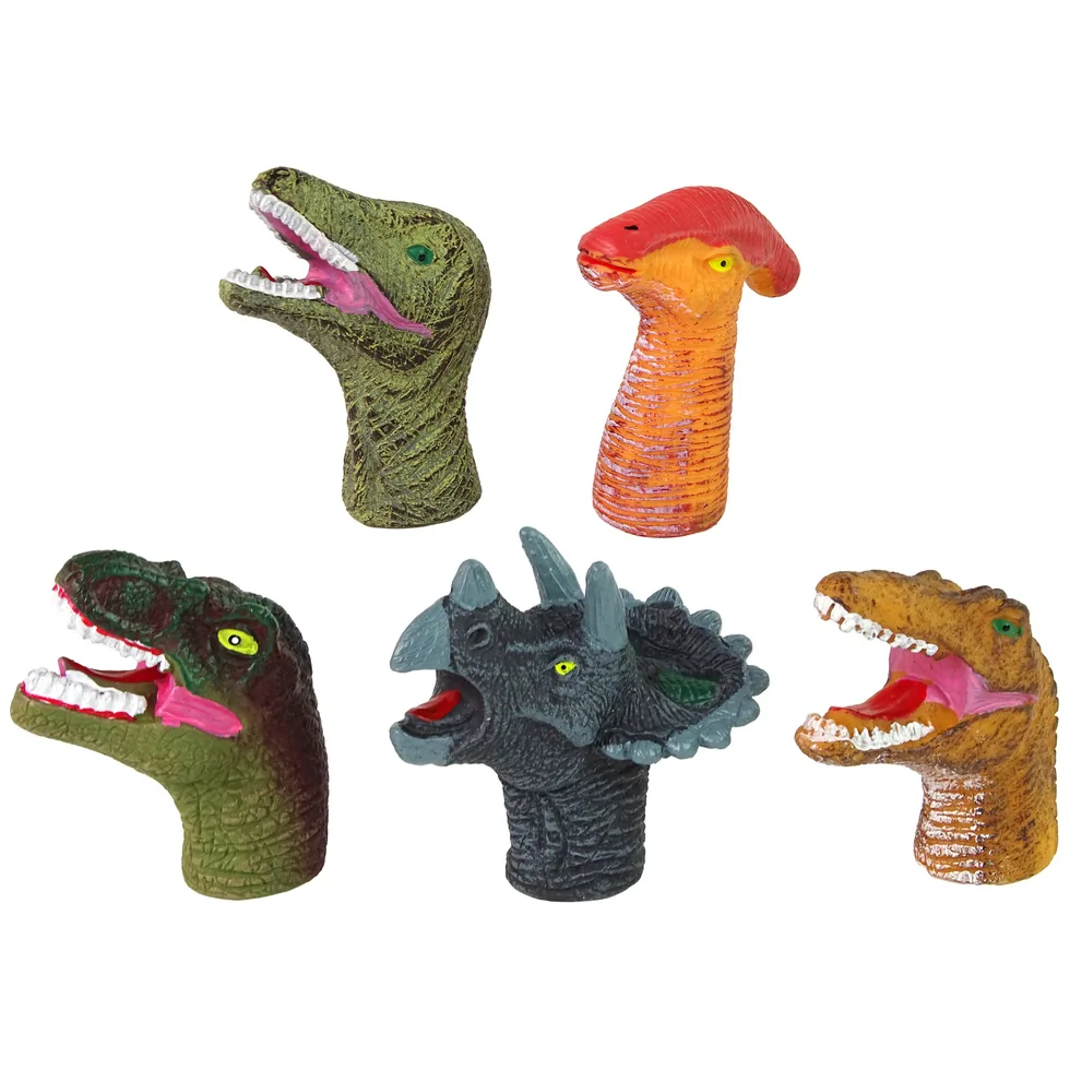 Pacynki na Palce Dinozaury Kolorowe 5 Sztuk - obrazek 2
