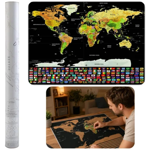 Mapa Świata Zdrapywanka Plakat Do Drapania Dla Podróżnika 82 x 59 cm
