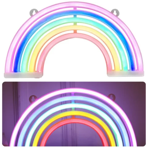 Lampka Dekoracyjna Nocna Neonowa Tęcza LED Na Baterie