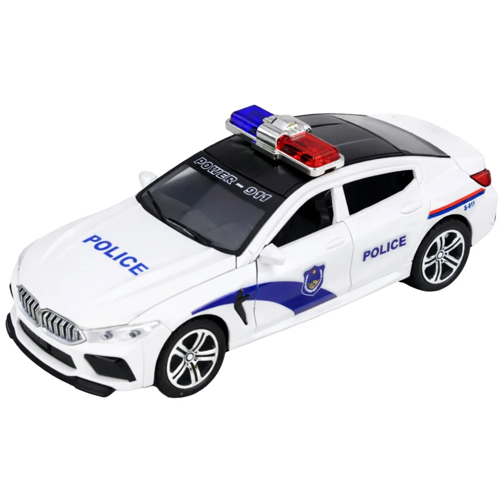 Auto Policyjne Radiowóz Otwierane Drzwi Napęd Światła Dźwięki Biały - obrazek 2