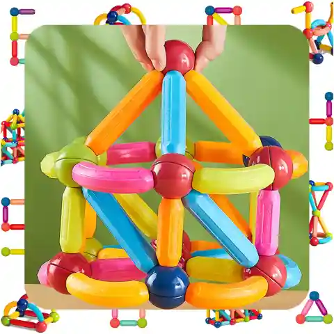 KLOCKI MAGNETYCZNE Konstrukcyjne 128el Patyczki Sticks Edukacyjne + Kuferek Liczba elementów: 128