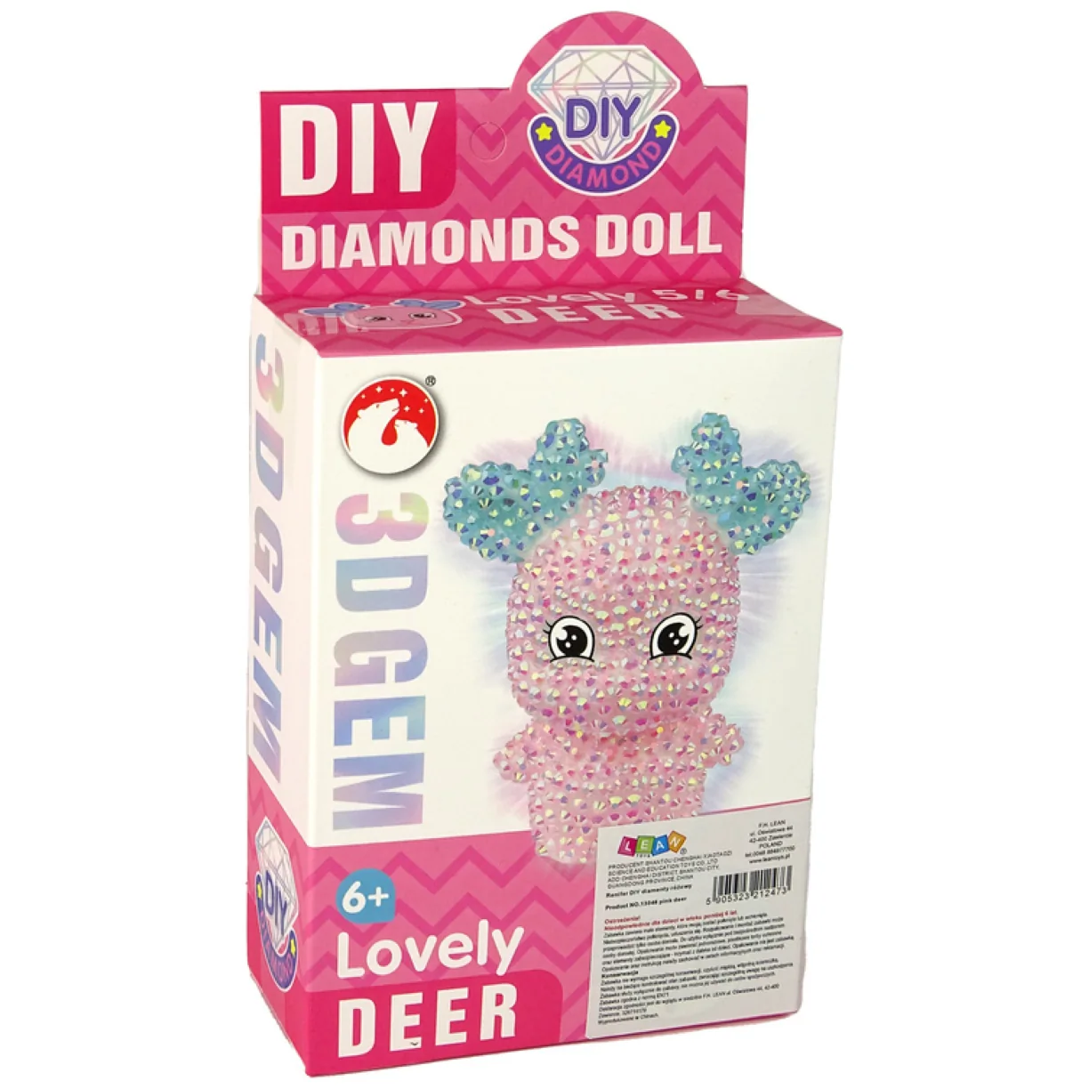 Zestaw Kreatywny DIY Diamentowy Renifer DIY Kryształki Brelok 3D Różowy - obrazek 4
