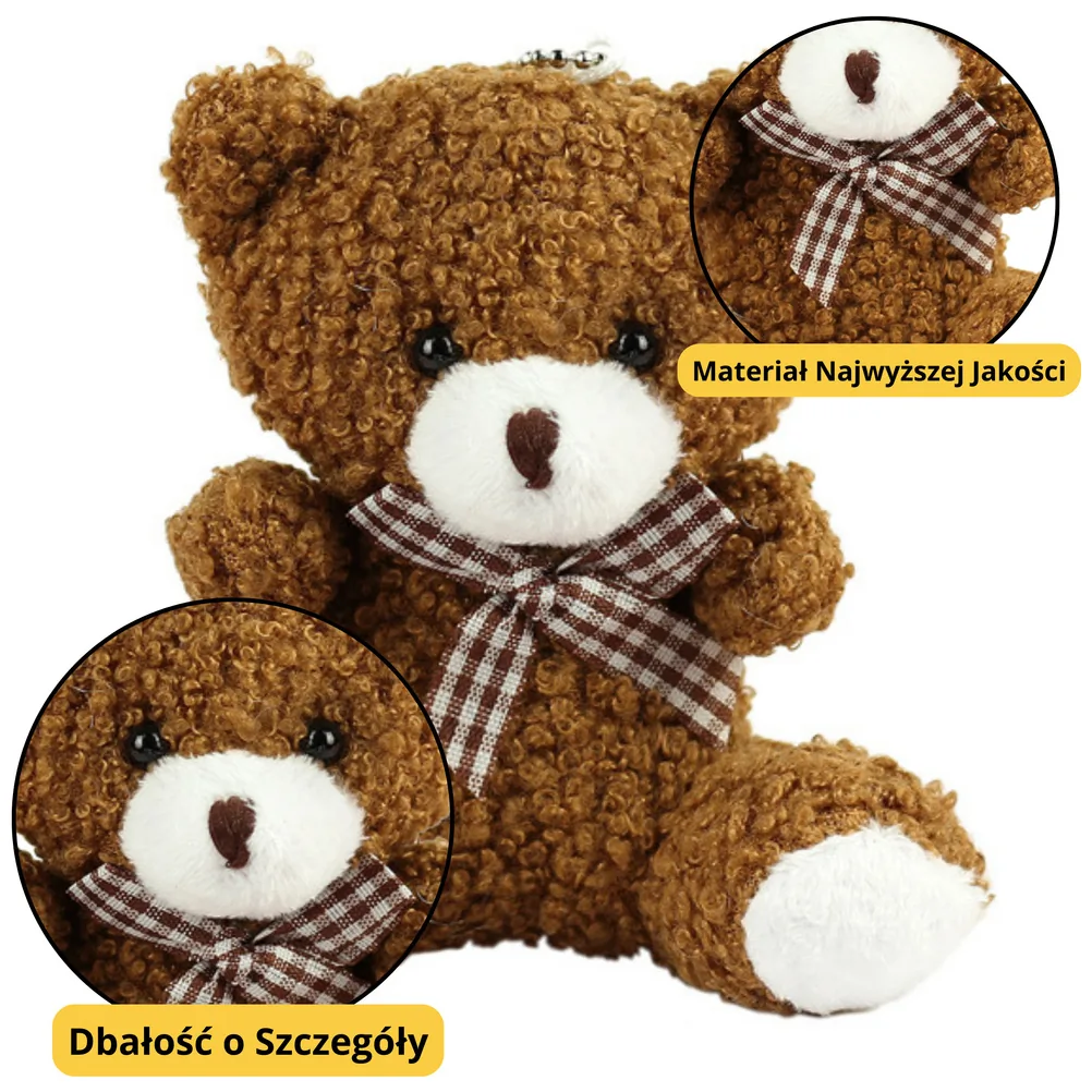 Miś Pluszowy Brelok Zawieszka Ozdoba Brązowy 8cm - obrazek 2