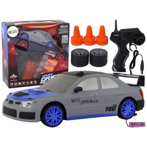 Autko Sportowe Zdalnie Sterowane R/C 1:24 Szare Wymienne Koła