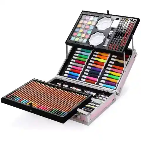 ZESTAW ARTYSTYCZNY DO RYSOWANIA MALOWANIA FARBY DLA DZIECKA WALIZKA 145 EL. Marka: Piccolo