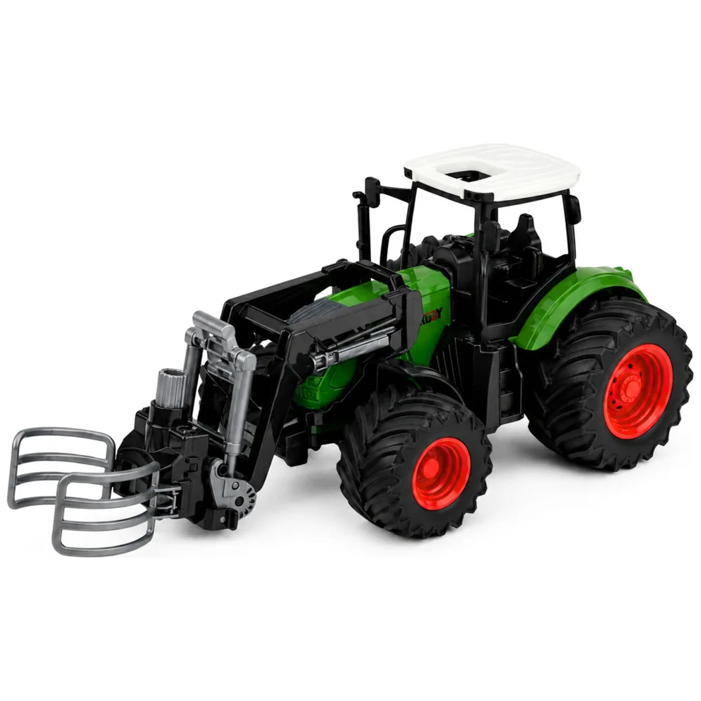 Traktor Rolniczy Farmerski z Chwytakiem Do Bel Gumowe Koła Zielony 1:24 - obrazek 2