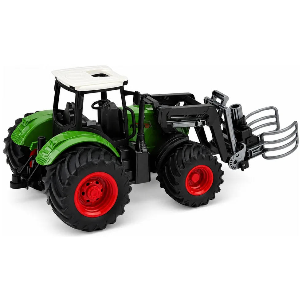 Traktor Rolniczy Farmerski z Chwytakiem Do Bel Gumowe Koła Zielony 1:24 - obrazek 4