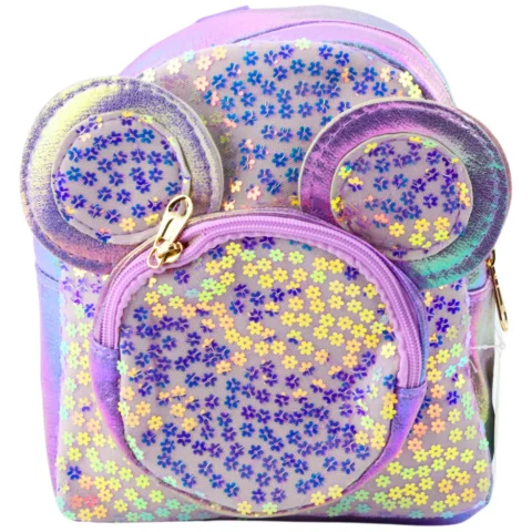Plecak Dziecięcy Z Cekinami Myszka Uszy Fioletowy 22cm 3L