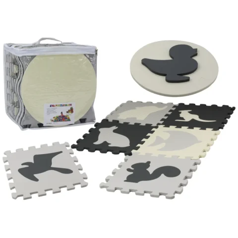 Miękkie Puzzle Mata Kontrastowa Edukacyjna Pianka EVA Szare 28 ele.