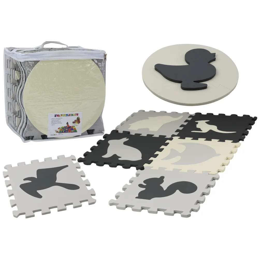 Miękkie Puzzle Mata Kontrastowa Edukacyjna Pianka EVA Szare 28 ele.
