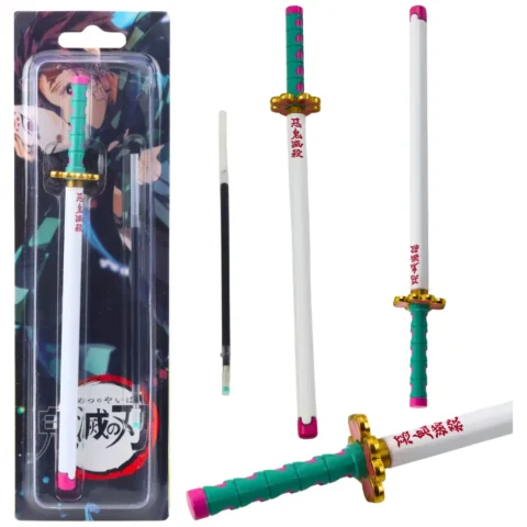 Długopis Miecz Katana Anime Metalowy Czarny Tusz Wymienny Wkład Turkus