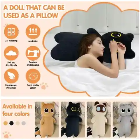 MASKOTKA PLUSZAK PODUSZKA KOT CZARNY DŁUGI 70 cm Bohater / Bajka: brak