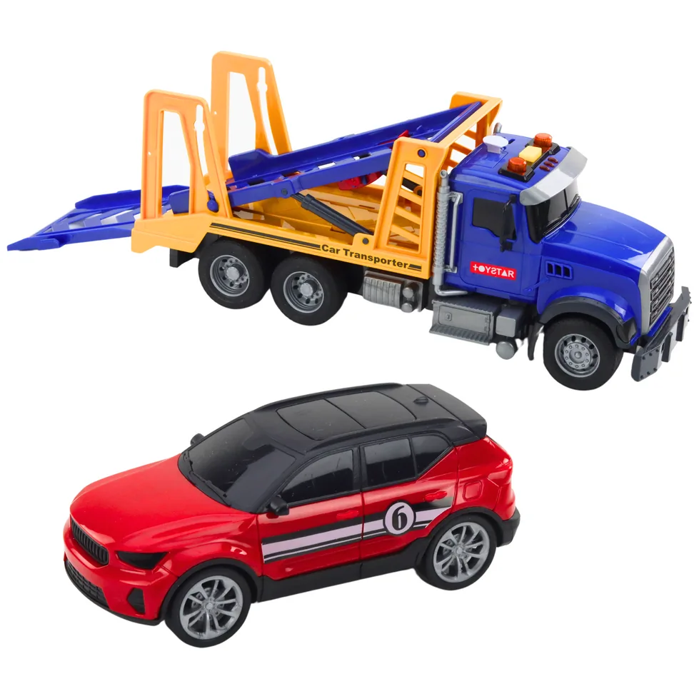 Zestaw Ciężarówka Laweta Transporter Samochód Światła Dźwięki - obrazek 4