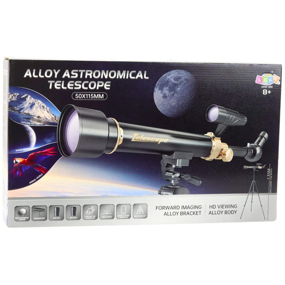 Teleskop Astronomiczny Edukacyjny Aluminiowy Akcesoria Statyw 1.35 M - obrazek 7