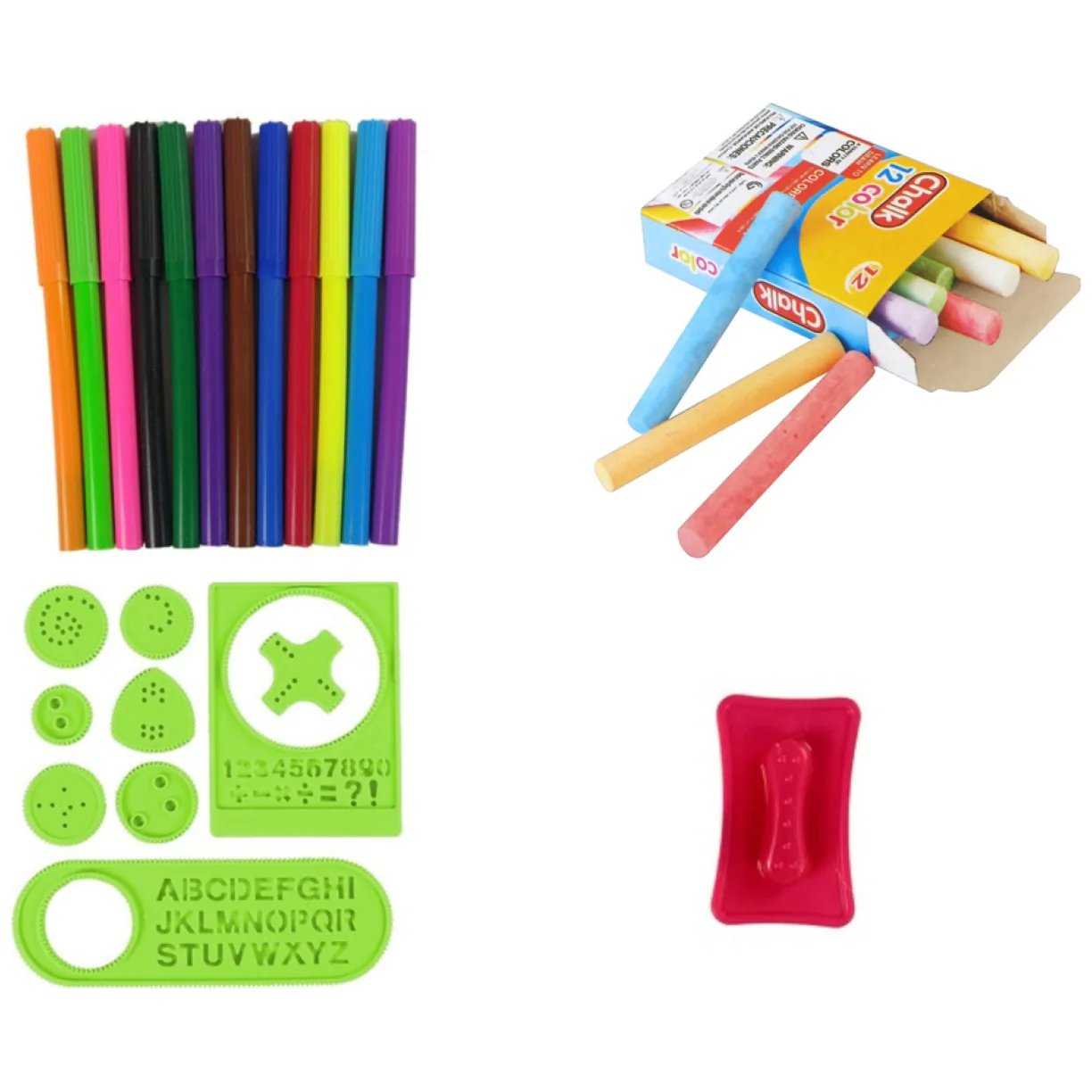 Tablica Dwustronna Magnetyczna Kredowa Niebiesko Czerwona Szablony - obrazek 4