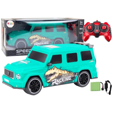 Auto Zdalnie Sterowane RC z Dinozaurem w Skali 1:10 Zielone