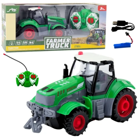 Ciągnik Traktor Rolniczy Zdalnie Sterowany RC Zielony 1:24