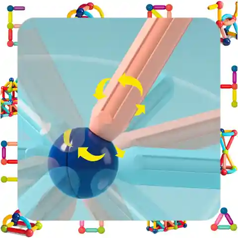 KLOCKI MAGNETYCZNE Konstrukcyjne 128el Patyczki Sticks Edukacyjne + Kuferek Bohater / Bajka: brak