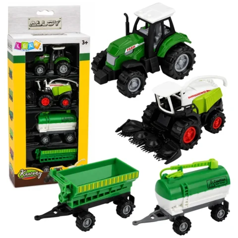 Zestaw Pojazdy Rolnicze Traktor Sieczkarnia Cysterna Rozrzutnik 1:68 4 szt.