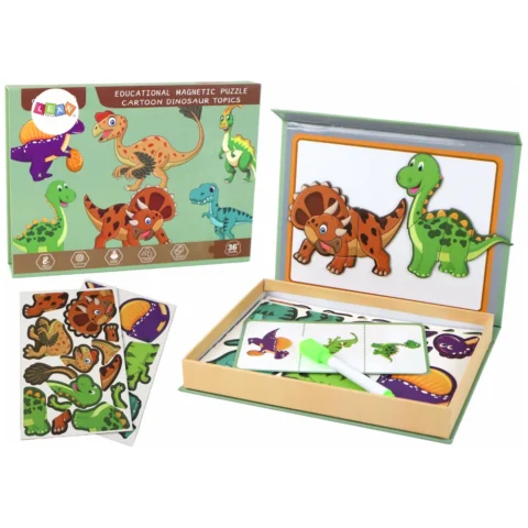 Edukacyjny Zestaw Puzzli Magnetycznych Z Motywem Dinozaurów