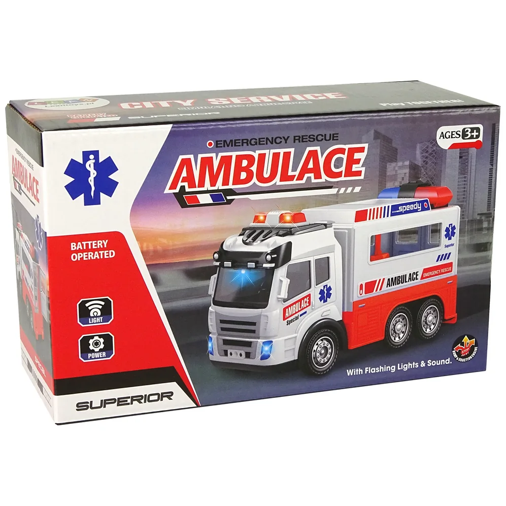 Ambulans Autko na Baterie Światło Dźwięki - obrazek 7
