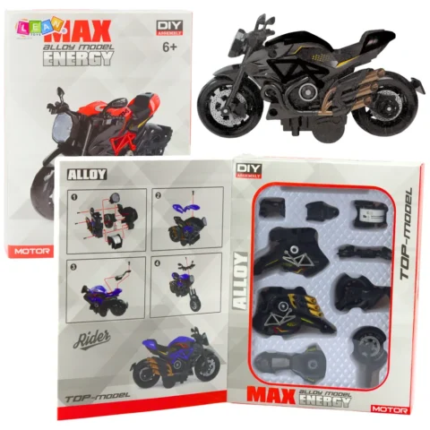 Motocykl Do Składania Skręcania Metal 1:14 DIY Złote Elementy Czarny