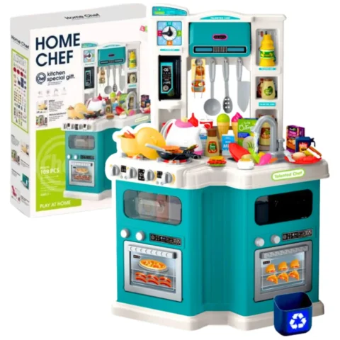 Duża Kuchnia Dla Dzieci Home Chef  Dźwięki Gotowania Akcesoria 109 el.