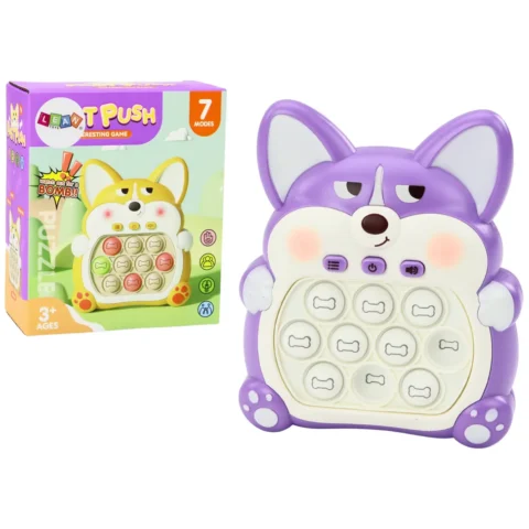 Gra Zręcznościowa Konsola Pop-It Lisek 7 Trybów Gry Fioletowy Sensoryczna