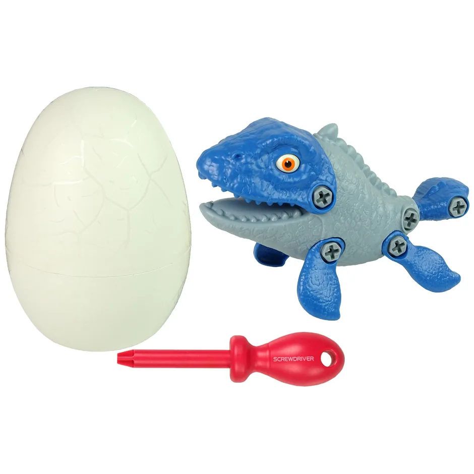 Zestaw Dinozaur Mosasaur z Jajkiem DIY Śrubokręt Niebieski - obrazek 5