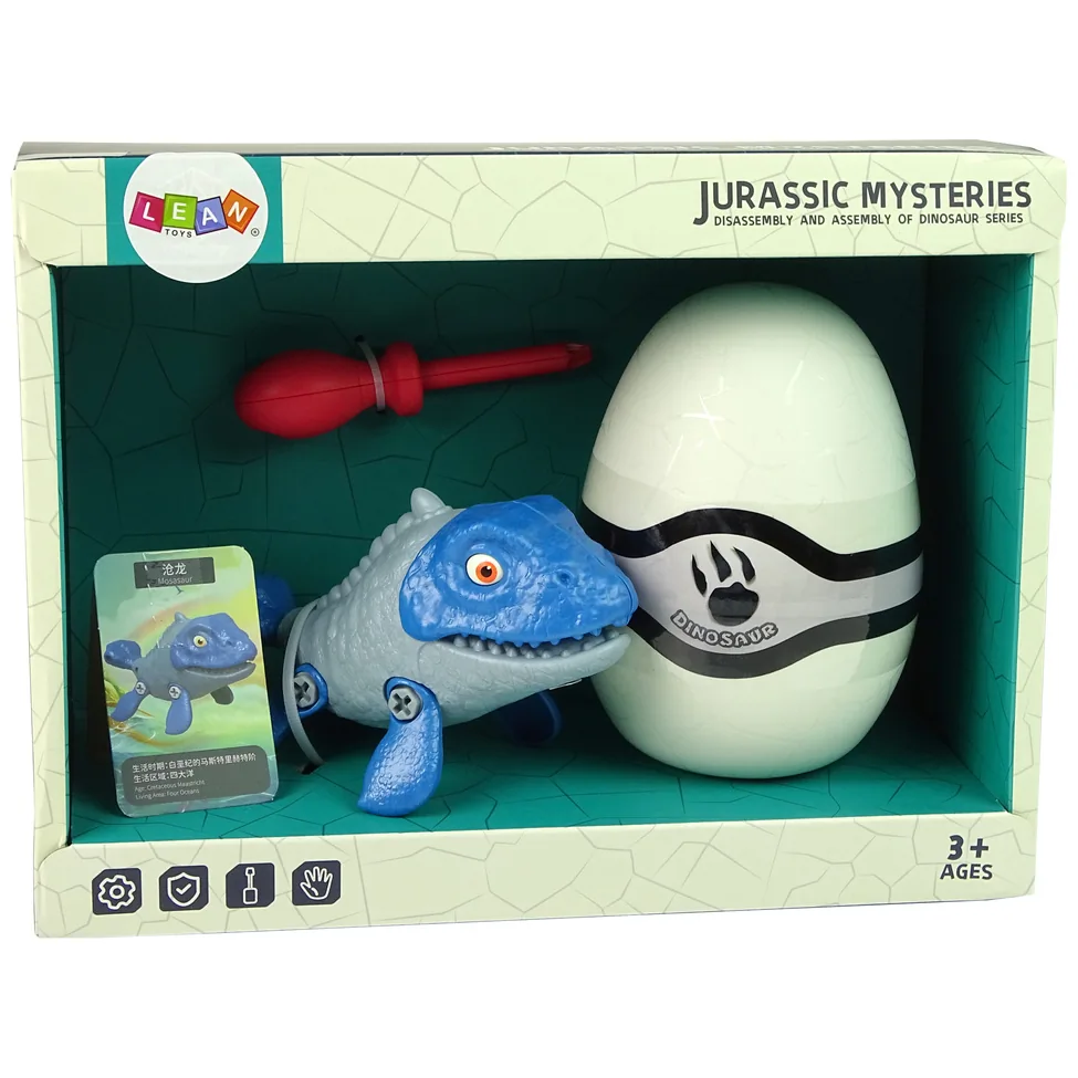 Zestaw Dinozaur Mosasaur z Jajkiem DIY Śrubokręt Niebieski - obrazek 6