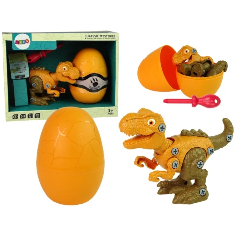 Zestaw Dinozaur Tyranozaur Rex z Jajkiem DIY Śrubokręt Pomarańczowy
