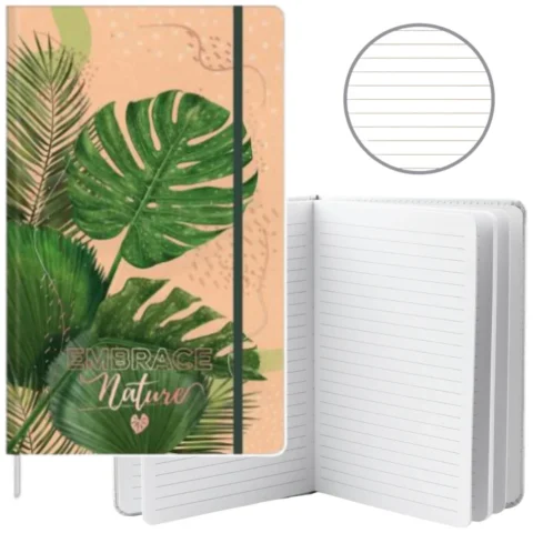 Notatnik Zeszyt Planner W Linie Liście Monstera Gumka A5 80 Kartek