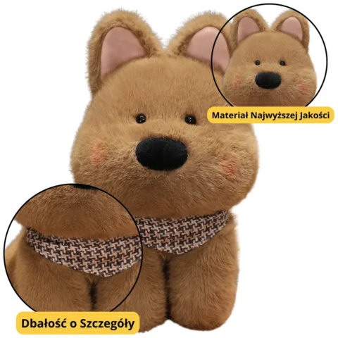 Pluszowa Maskotka Przytulanka Piesek Z Chustą Brązowy 25cm