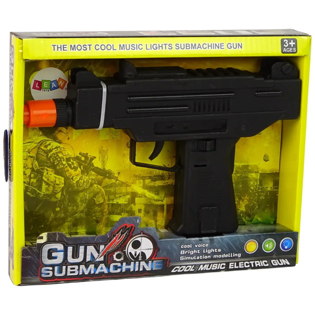 Pistolet Czarny Dla Dzieci Wibracje Dźwięk - obrazek 3