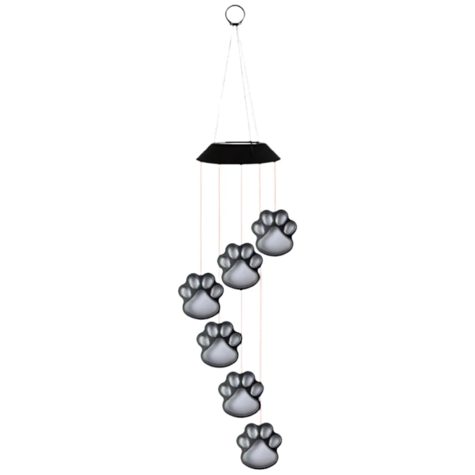 Lampki Solarne Ogrodowe LED Dzwonki Psie Łapy Kolorowe 70cm - obrazek 2