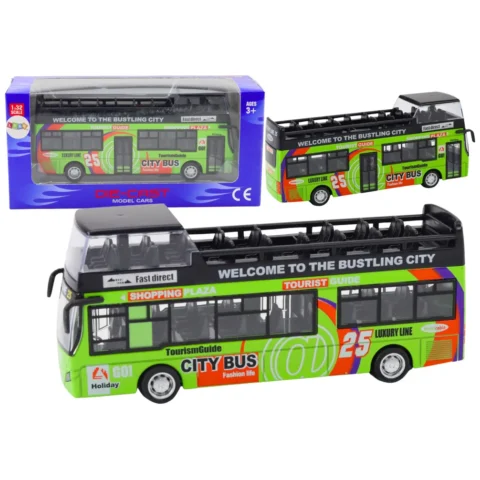 Autobus Piętrowy Turystyczny 1:32 Otwierane Drzwi Zielony