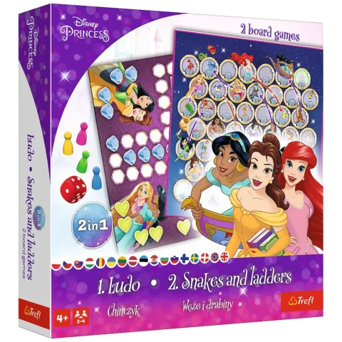 Gra planszowa 2w1 Chińczyk Węże i drabiny Disney Princess Trefl 02418