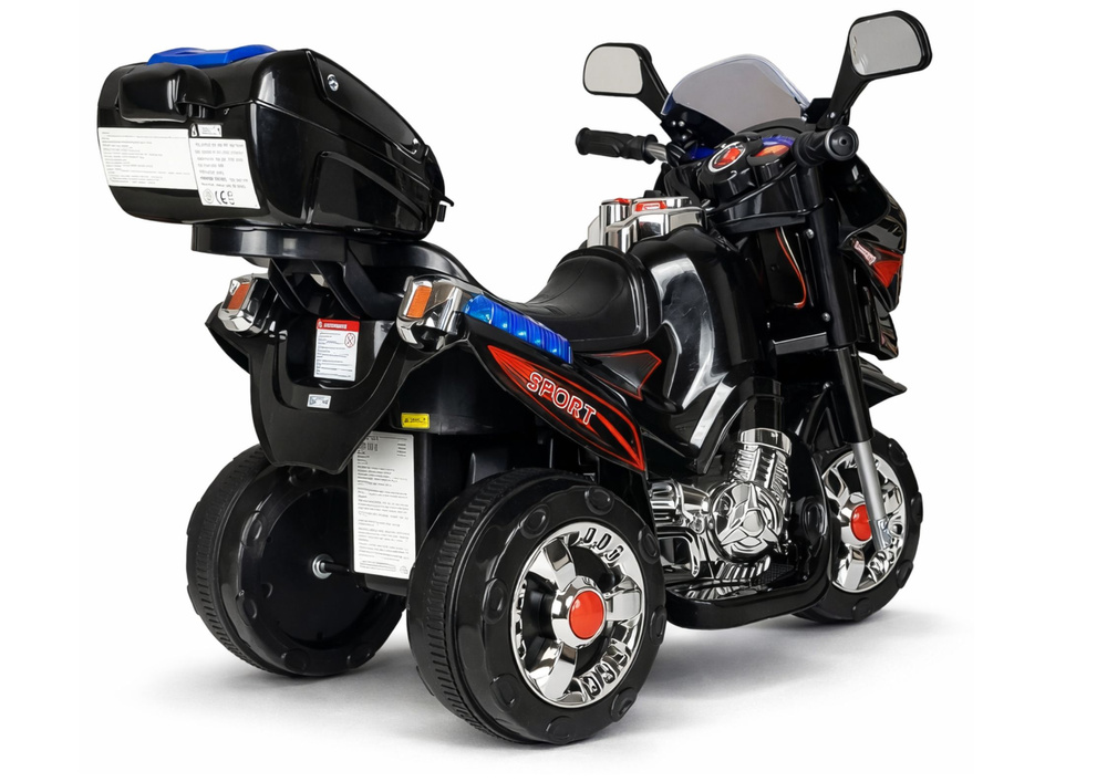 Motor Na Akumulator HC8051 Dla Dzieci Czarny Ścigacz Światła Led Dźwięki - obrazek 4