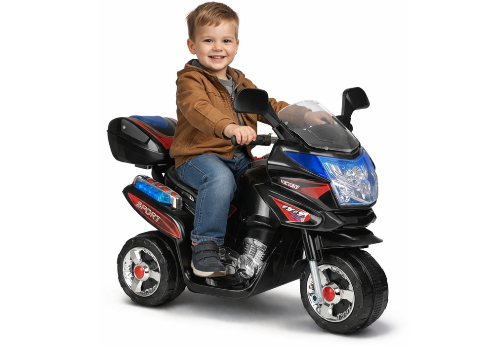 Motor Na Akumulator HC8051 Dla Dzieci Czarny Ścigacz Światła Led Dźwięki - obrazek 8